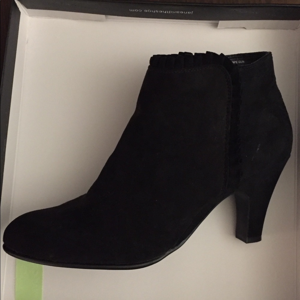 Aerosoles Tape Gun Black faux suede booties